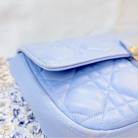 DIOR Crossbody Bag in Light Blue Cannage Lambskin Authentic Christian Dior - Picture 14 of 15